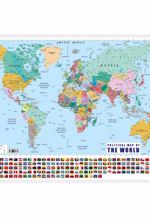 جلد کتاب پوستر وایت‌بردی نقشه جهان انگلیسی (70*50)