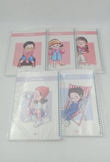 دفتر 40 برگ وزیری سیمی مجلد آبرنگ (دختر صورتی کلاهی)