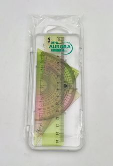 ست 4 تکه خط کش و گونیا Aurora رنگی (MG)