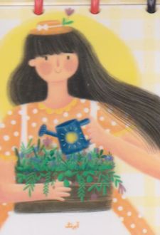 مینی نوت دکمه ای سری تصویرسازی (آبرنگ) دختر