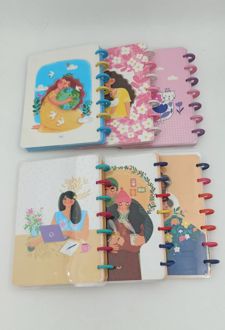 دفتر 100 برگ 20*14 جلدطلق پرسی دکمه‌ای آبرنگ سری girl - (دخترگلدار)