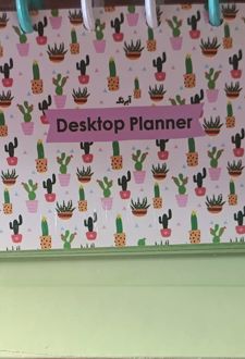 پلنر 80 برگ رومیزی دکمه‌ای سیمی 18*9.5 آبرنگ (کاکتوس سبز)