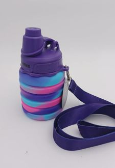 قمقمه سیلیکونی آکاردئونی آبی بنفش اسکول فنز