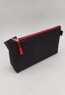 جامدادی تک زیپ پاکتی مشکی بزرگ زوم (مشکی قرمز)