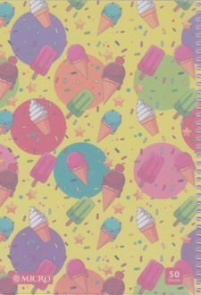 دفتر 50 برگ وزیری سیمی طلقی گلاسه فانتزی میکرو (بستنی)