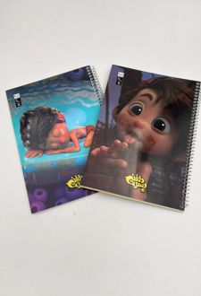 دفتر 50 برگ سیمی وزیری جلدشومیز (خط آبی) برگ سری پسر دلفینی