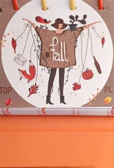 پلنر 80 برگ رومیزی دکمه‌ای سیمی 18*9.5 آبرنگ (دختر پائیزی)