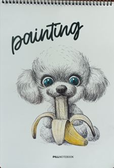 دفتر‌نقاشی 50 برگ رحلی سیم‌از‌بالا طرح‌جدید (پیل) سگ - موز