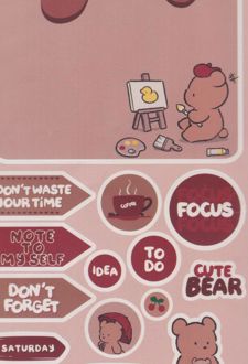 استیکر To do list مدل برنامه‌ریزی (دکمه) خرس‌قهوه‌ای