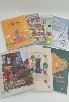 دفتر 100 برگ وزیری ته چسب طرح مناظر میکرو (سبز کمرنگ)