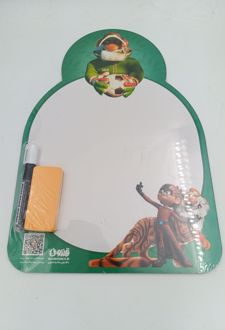 تخته وایت‌برد همراه با ماژیک و تخته‌پاک‌کن بچه‌زرنگ (قندون) حاشیه‌سبز ماژیک‌مشکی