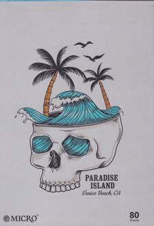 دفتر 80 برگ وزیری ته چسب میکرو طرح کلاسیک (اسکلت و دریا)