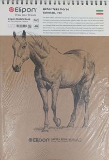 دفتر‌اسکچ 40 برگ A3 سیمی جلدسخت (الیپون) اسب