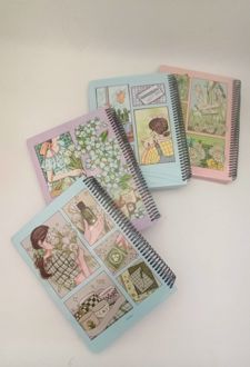 دفتر 100 برگ وزیری سیمی جلد سخت آبرنگ (دختر آبی سبز)