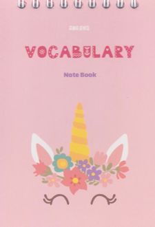 دفتر لغات زبان A6 یونیکورن صورتی (آبرنگ)