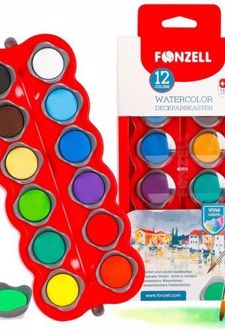 آبرنگ 12 رنگ قرص 30MM با قلم‌مو creative (فونزل)