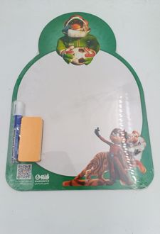 تخته وایت‌برد همراه با ماژیک و تخته‌پاک‌کن بچه‌زرنگ (قندون) حاشیه‌سبز ماژیک‌آبی