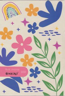 دفتر یادداشت 100 برگ اروپایی 15*20 جلدسخت ته چسب میکرو (کرم - گل و برگ)