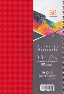 دفتر 80 برگ وزیری سیمی طلقی (دایموند) سوپربایند (قرمز)