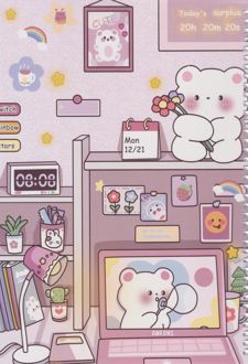 دفتر 50 برگ نقاشی وزیری سیمی مجلد آبرنگ (صورتی خرس لپ تاپ)