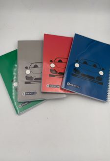 دفتر 100 برگ وزیری سیمی مجلد میکرو طرح ماشین (طوسی)