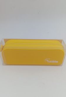 جامدادی تک زیپ سیلیکونی مکعب مربع لیدر - (زرد)