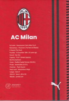 دفتر فنری 100 برگ طرح باشگاه‌های اروپا (دموت) - Ac Milan