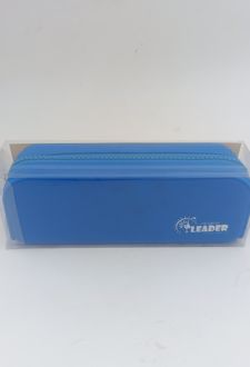 جامدادی تک زیپ سیلیکونی مکعب مربع لیدر - (آبی)