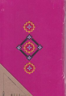 دفتر‌یادداشت 120 برگ جیبی جلد‌سخت گلدوزی طرح لوزی تکی (زیگ‌نوت) - بنفش