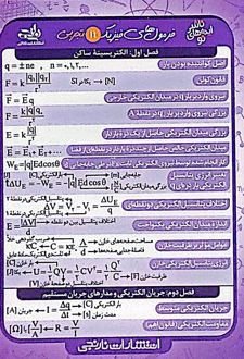 فلش کارت جیبی فرمول های فیزیک 11 تجربی