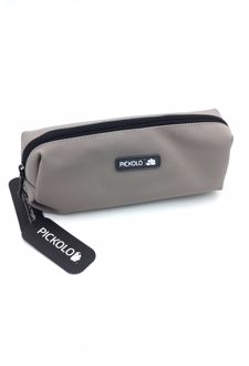 جامدادی چرمی تک‌زیپ مینیمال (پیکولو) - طوسی