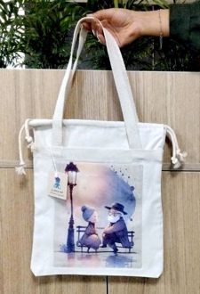 کیف پارچه‌ای جیب دار 31*31 (طرح عشق قدیمی،کد 2133)