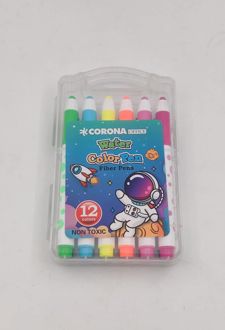 ماژیک نقاشی 12 رنگ جعبه طلقی کرونا - (آدم‌فضایی)