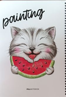 دفتر‌نقاشی 50 برگ وزیری سیمی (پیل) گربه - هندوانه