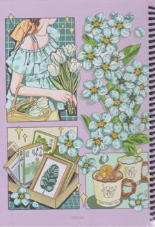 دفتر 100 برگ وزیری سیمی جلد سخت آبرنگ (دختر بنفش سبز)