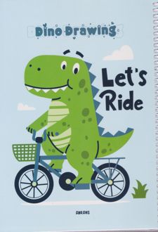 دفتر 50 برگ نقاشی وزیری سیمی مجلد آبرنگ (دایناسور دوچرخه سوار dino drawing)