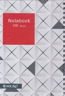 دفتر 100 برگ B5 سیمی کشدار طرح دار میکرو (طوسی مربعی)
