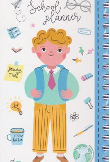 پلنر 100 برگ 17*10 سیمی از بغل سری تحصیلی ( مدرسه) آبرنگ کد A021 (آبی پسر مدرسه ای)