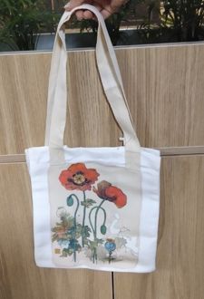کیف پارچه‌ای 3 طرفه کاست (طرح گل شقایق، کد 2218)