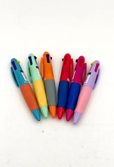 خودکار فشاری 1/0 کوتاه 3رنگ (گل‌بهی-آبی)