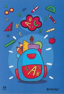 دفتر 50 برگ دوخط وزیری ته‌چسب میکرو (آبی)