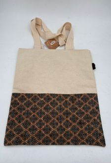 ساک خرید(توت بگ) متوسط چوب پنبه باروک لیام کد (گل مربع آبی تیره)