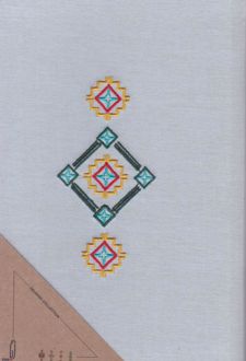 دفتر‌یادداشت 120 برگ جیبی جلد‌سخت گلدوزی طرح لوزی تکی (زیگ‌نوت) - آبی