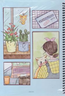 دفتر 100 برگ وزیری سیمی جلد سخت آبرنگ (دختر آبی)