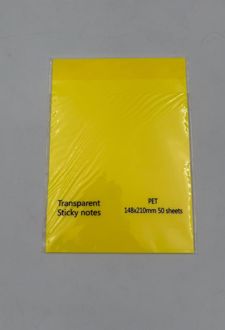 استیک‌نوت 50 عددی pvc شفاف A5 (زرد)