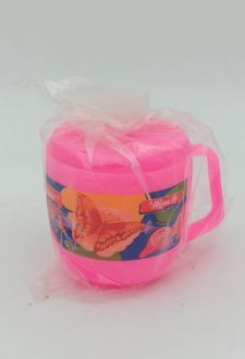 لیوان آبخوری درب و دسته‌دار فانتزی پارسیکار - (صورتی کمرنگ)