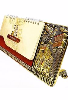 تقویم رومیزی پایه دار چرم و مس کد 5400