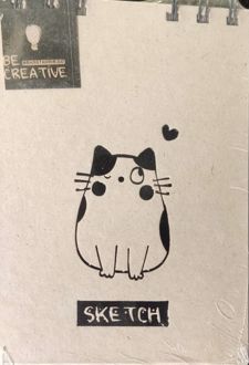 دفتر طراحی 50 برگ سایز A6 سیمی دورو سخت آرت برگ سری فانتزی (گربه)