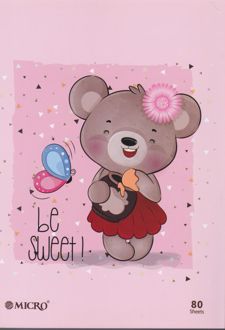 دفتر 80 برگ وزیری ته چسب میکرو طرح کارتونی (خرس)