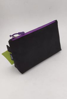 جامدادی تک زیپ پاکتی مشکی بزرگ زوم (مشکی بنفش)